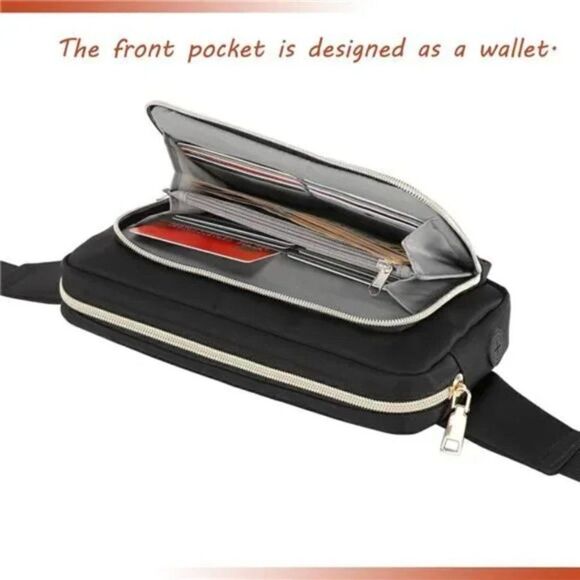 New Unisex Bum Hip Belt Waist Bag black - Picture 3 of 7